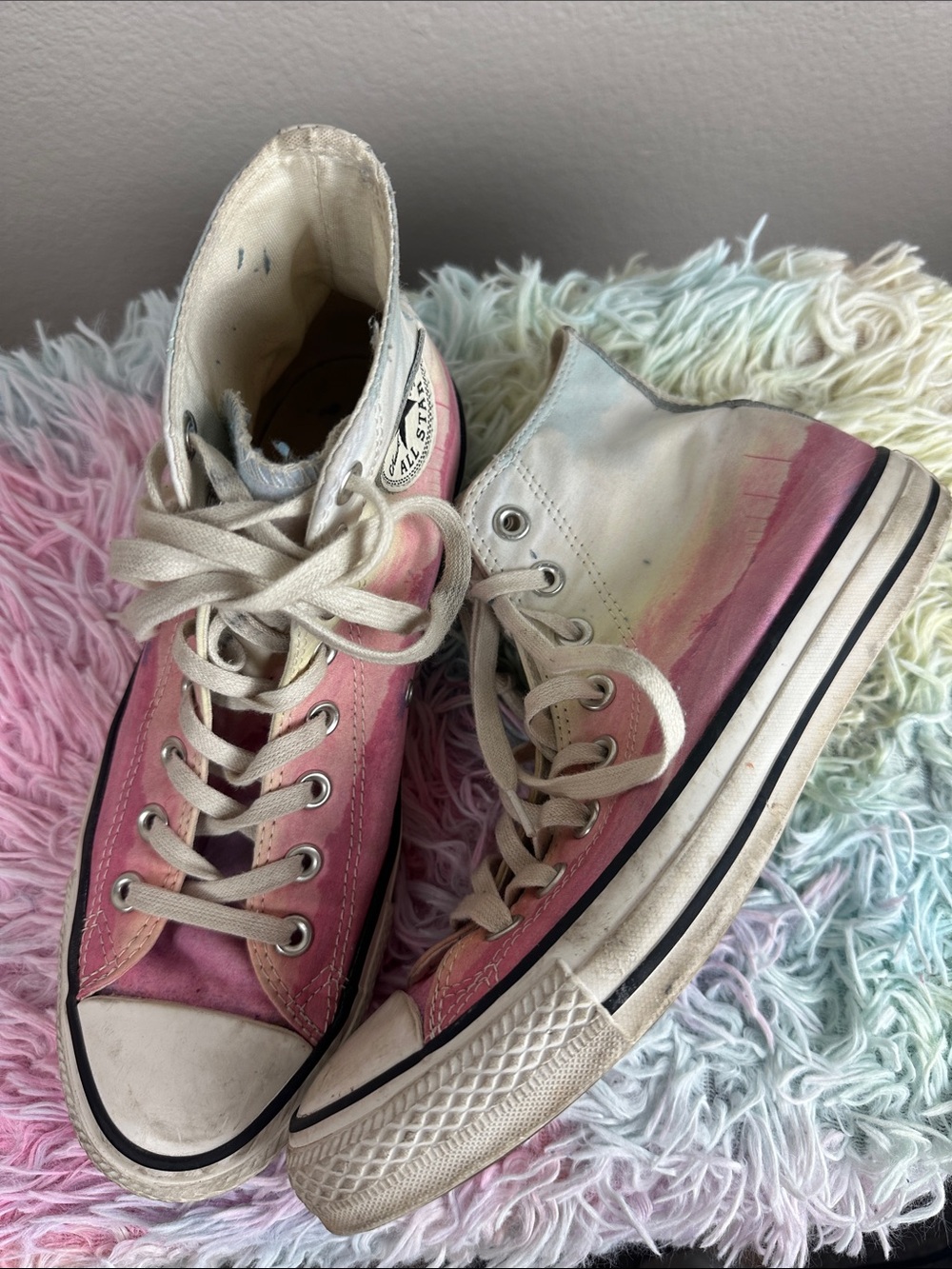 Converse Graphic Baby Pink Desert High Top All Star Sneakers 9